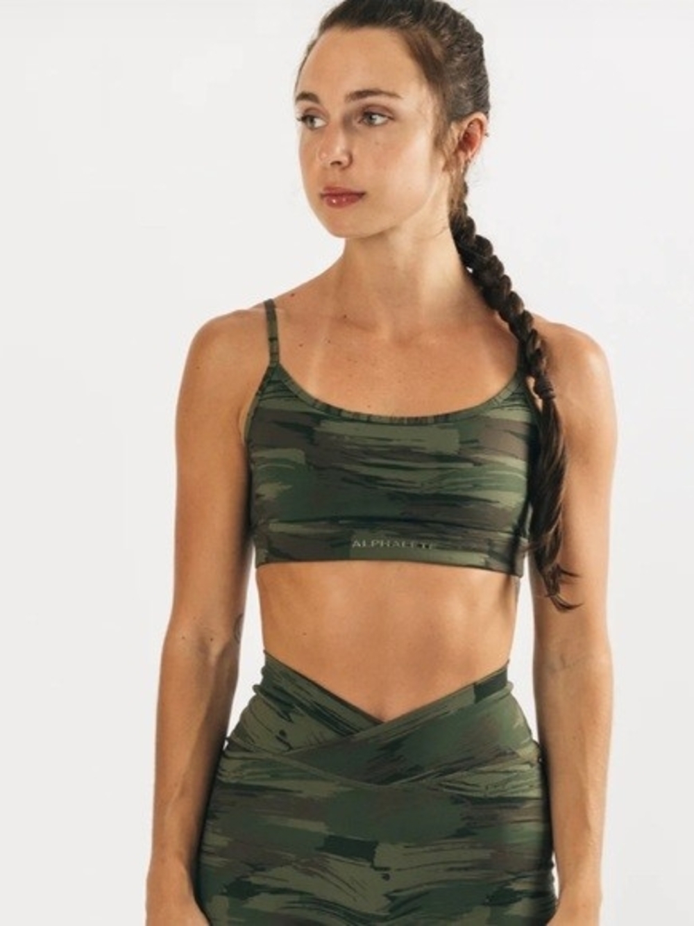 Alphalete Camo Green Sports Bra XS